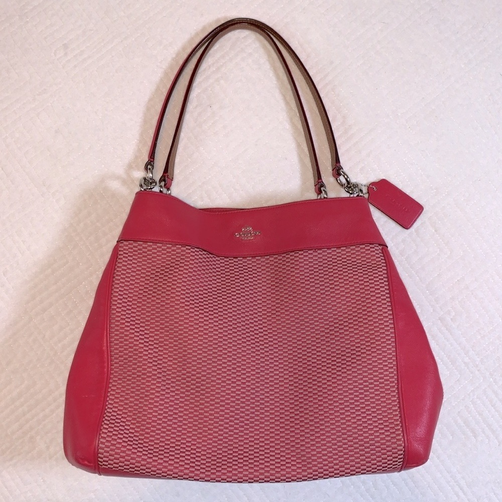 Coach Legacy Jacquard Lexy Shoulder Bag, Milk Bright Pink, F57540